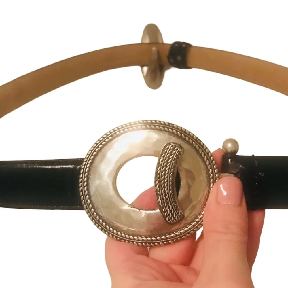 Genuine leather belt- hook silver buckle. 💐promo 5 items/$50. Add 2 ur bundle.